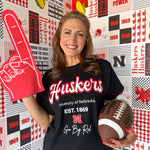Huskers Letterman Tee : Black - Ana Patricia Boutique