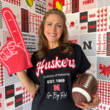 Huskers Letterman Tee : Black - Ana Patricia Boutique