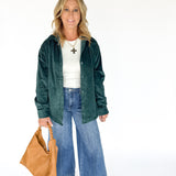 Corduroy Button Up Shirt- Forest Green