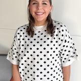 Oversized Polka Dot Top- White - Ana Patricia Boutique
