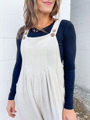 The Dawn Wide Leg Overalls -Oatmeal