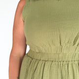 Cut Out Waist Midi Dress- Olive - Ana Patricia Boutique