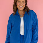 Peplum Windbreaker Jacket- Blue - Ana Patricia Boutique