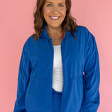 Peplum Windbreaker Jacket- Blue - Ana Patricia Boutique