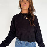 Square Textured Sweater- Black