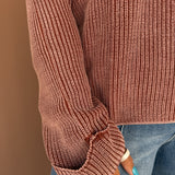 Mineral Wash Folded Cuff Sweater- Terracotta