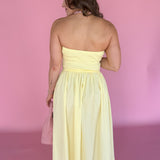 Strapless Midi Dress-Yellow - Ana Patricia Boutique