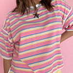 Oversized Stripe Tee- Yellow/Pink - Ana Patricia Boutique
