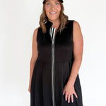 Sleeveless Scuba Zip Up Dress-Black - Ana Patricia Boutique
