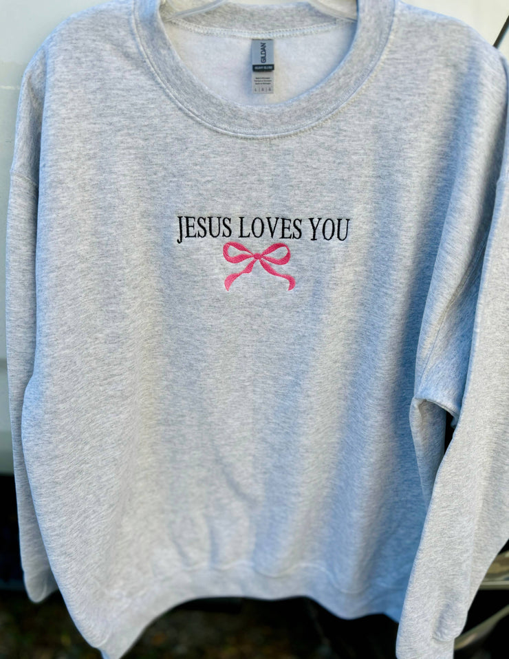 Jesus Loves You Embroidered Sweatshirt