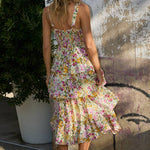 ADJUSTABLE STRAP LAYERED RUFFLE TIERED MIDI DRESS - Ana Patricia Boutique