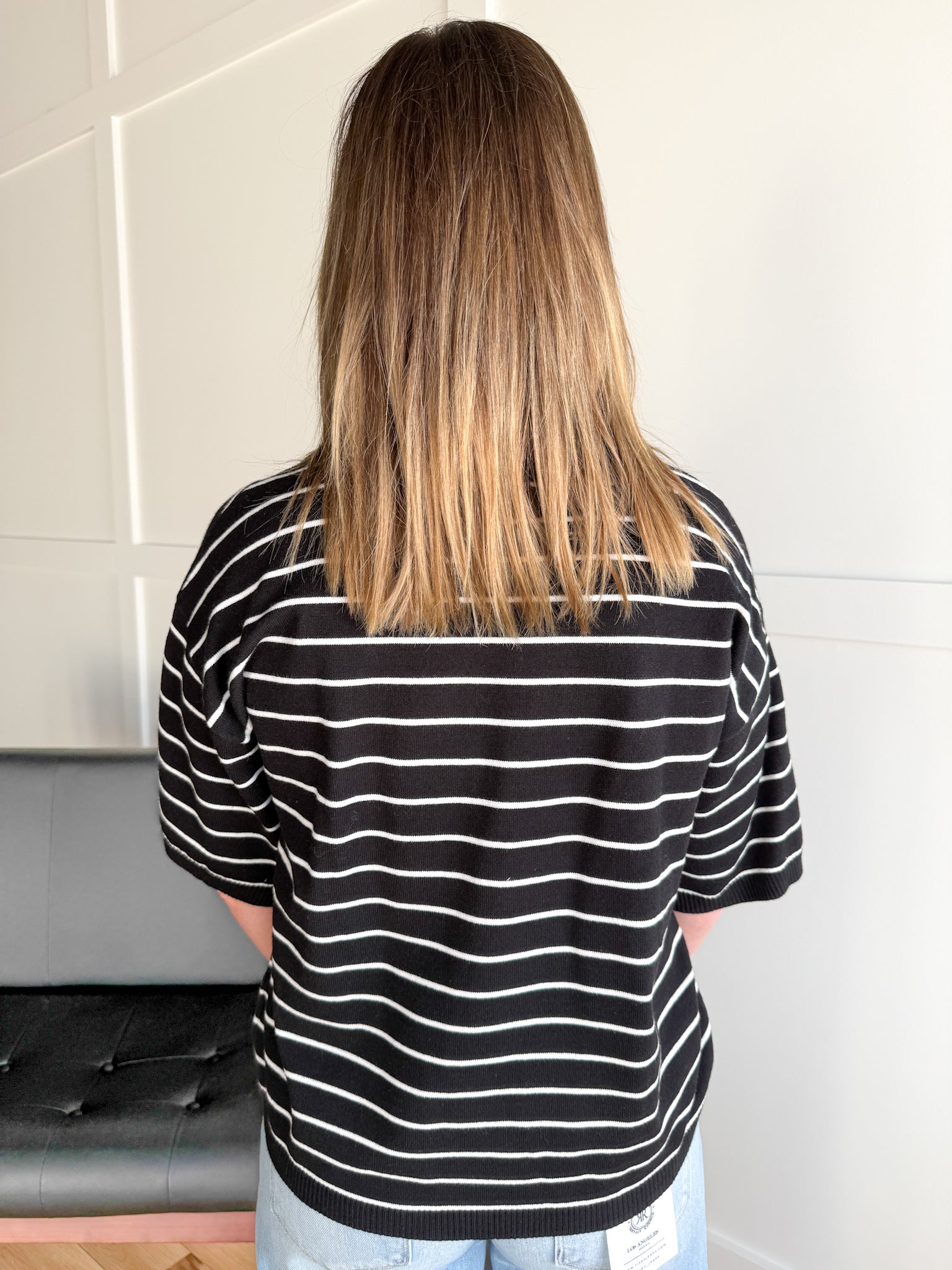 Oversized Stripe Top- Black - Ana Patricia Boutique