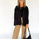 Open Front Bat Wing Cardigan- Black