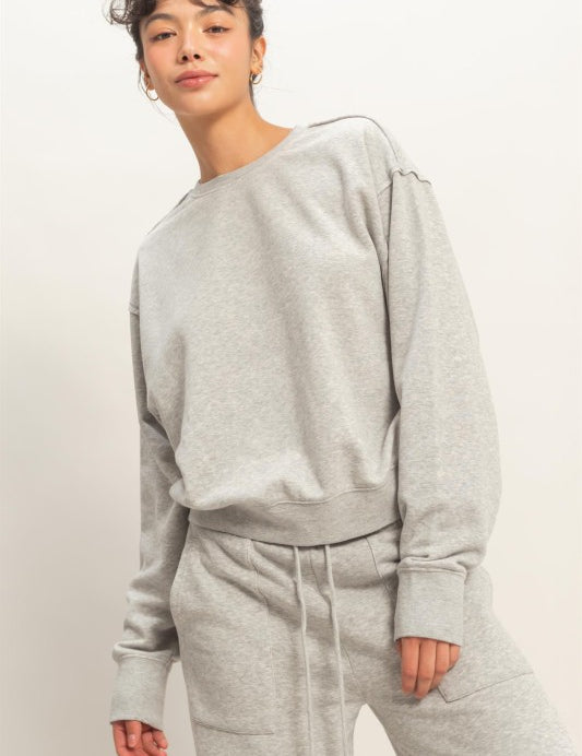 Burnout Crewneck-Heather Grey - Ana Patricia Boutique