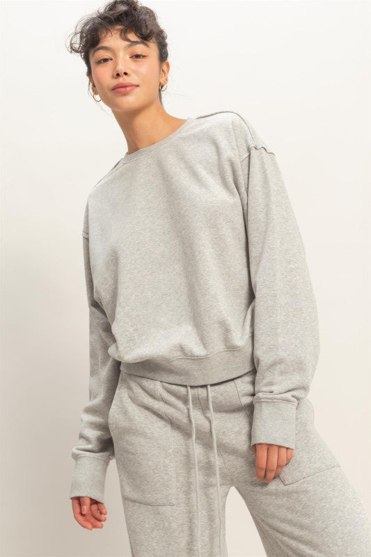 Burnout Crewneck-Heather Grey - Ana Patricia Boutique