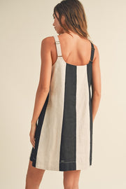 Colorblock Mini Dress-Oatmeal/Black