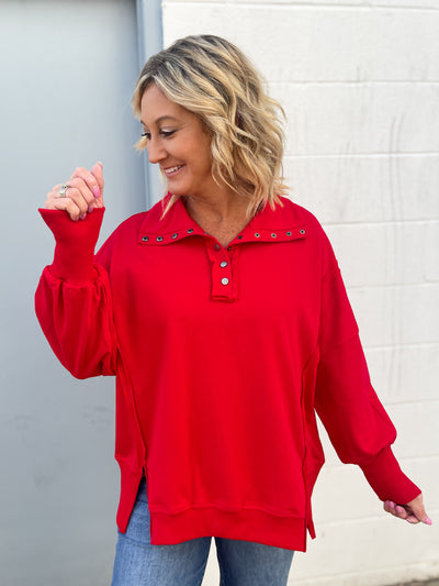 The Britt Pullover- Red