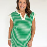 The Molly Stripe Dress- Green