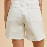 High Waist Bermuda Mom Short-White - Ana Patricia Boutique