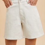 High Waist Bermuda Mom Short-White - Ana Patricia Boutique