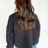 Square Textured Sweater- Black
