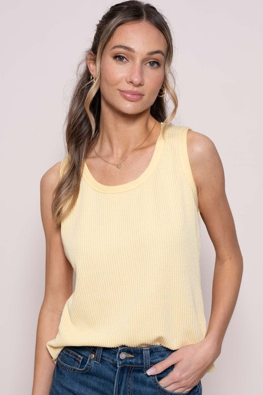 Simple Ribbed Tank-Yellow