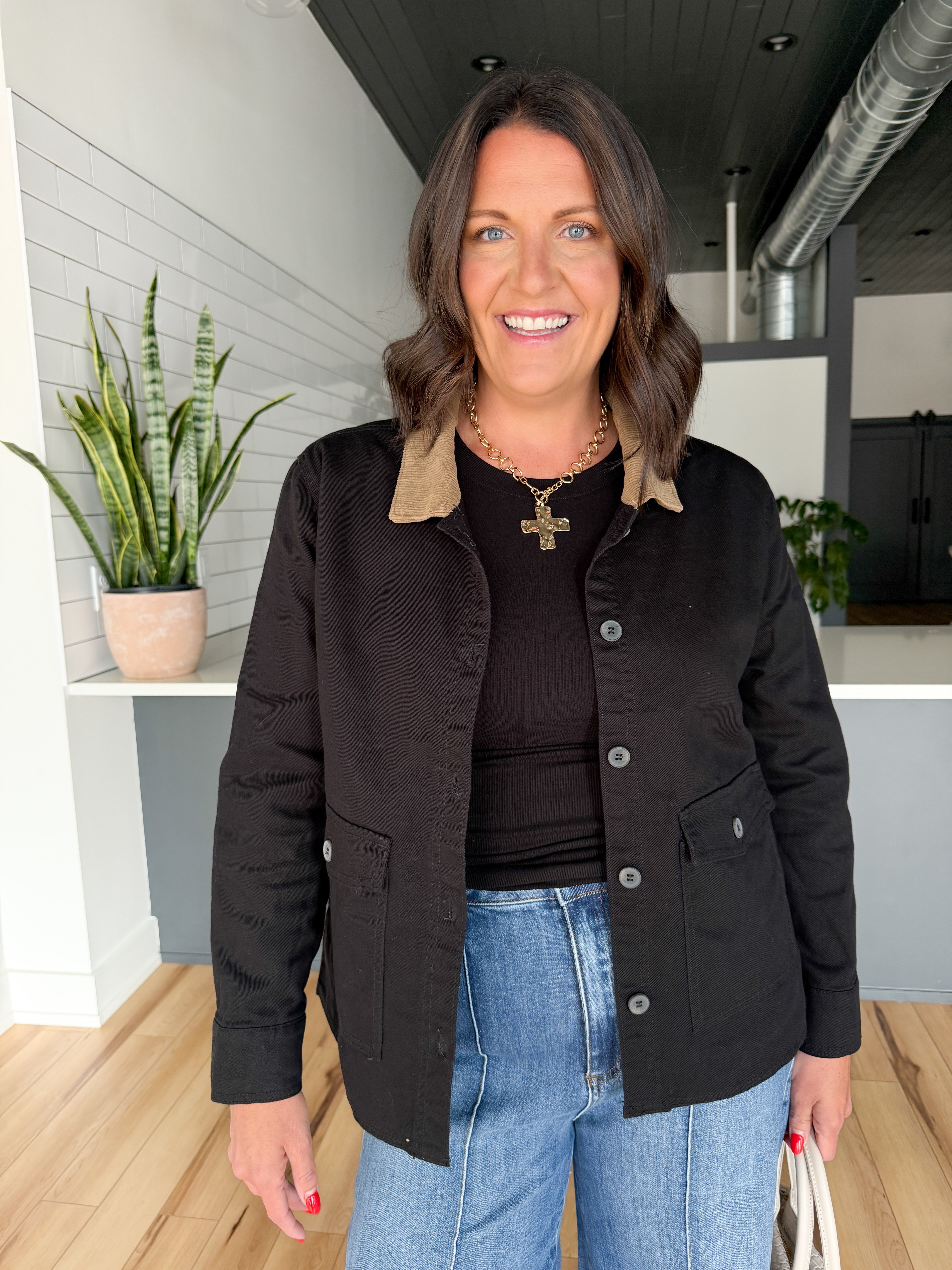 Twill Barn Jacket- Black - Ana Patricia Boutique