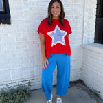 Mid Rise Barrel Leg Pants-Blue - Ana Patricia Boutique