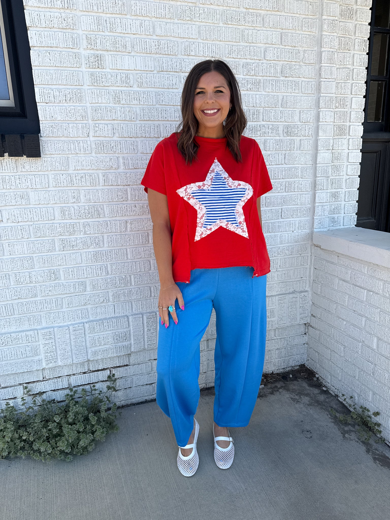 Mid Rise Barrel Leg Pants-Blue - Ana Patricia Boutique