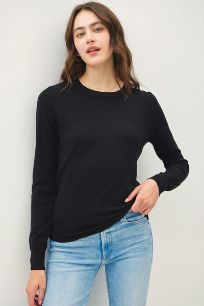 Basic Crew Sweater- Black