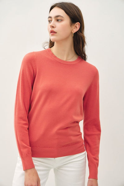 Basic Crew Sweater-Poppy