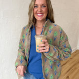 Floral Sherpa Jacket- Mocha