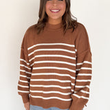 Oversized Stripe Sweater- Deep Camel