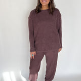 Mineral Wash Waffleknit Pants- Dark Cherry