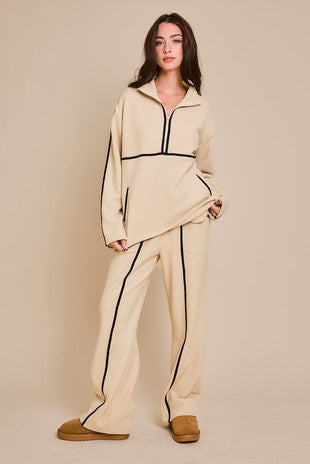 The Lounger Set- Ivory/Black