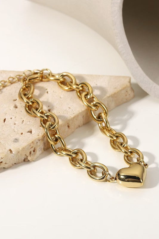 Chunky Heart Bracelet-Gold