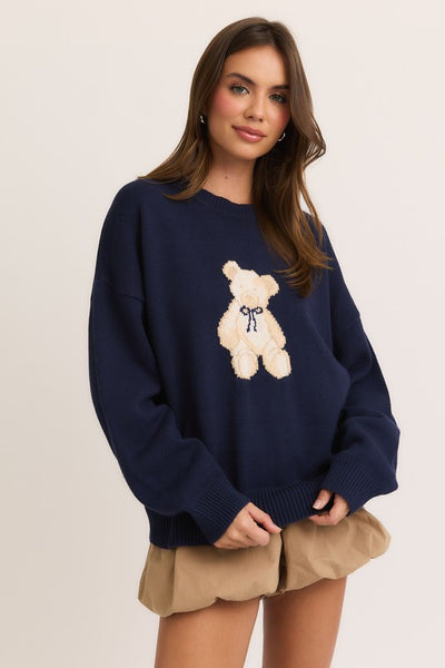 Teddy Bear Sweater- Navy