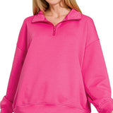 Scuba Half Zip Pullover- Fuchsia