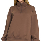 Scuba Half Zip Pullover- Brown