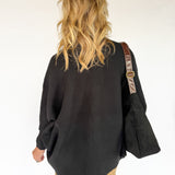 Open Front Bat Wing Cardigan- Black