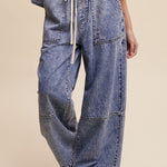 Wide Leg Denim Pants- Blue - Ana Patricia Boutique