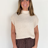 Mock Neck Knit Sweater- Cream