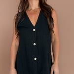 Linen Top & Shorts Set- Black - Ana Patricia Boutique