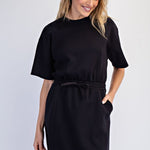 Scuba Short Sleeve Dress- Black - Ana Patricia Boutique