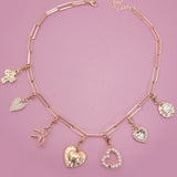Bow Heart Removeable Charm Necklace