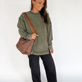 Double Ribbed Pullover- Olive - Ana Patricia Boutique