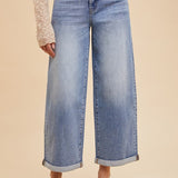 High Rise Rolled Leg Denim Jeans - Ana Patricia Boutique