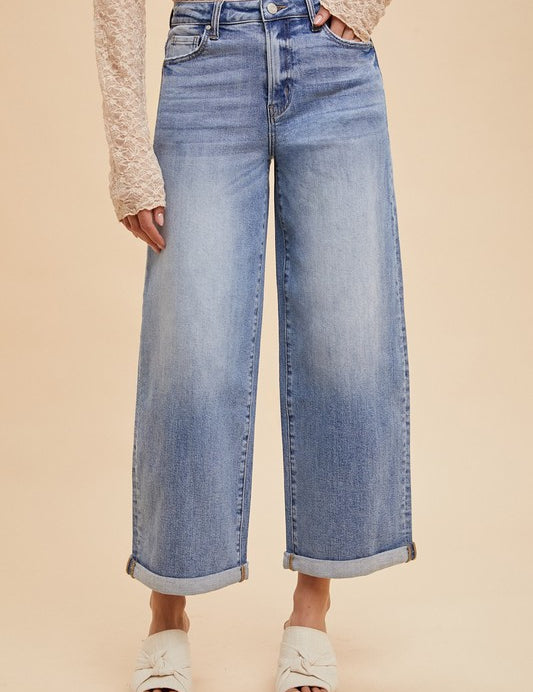 High Rise Rolled Leg Denim Jeans - Ana Patricia Boutique