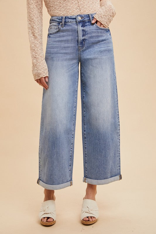 High Rise Rolled Leg Denim Jeans - Ana Patricia Boutique