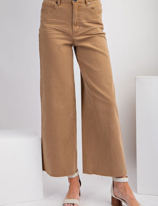 High Rise Twill Pants- Coffee - Ana Patricia Boutique